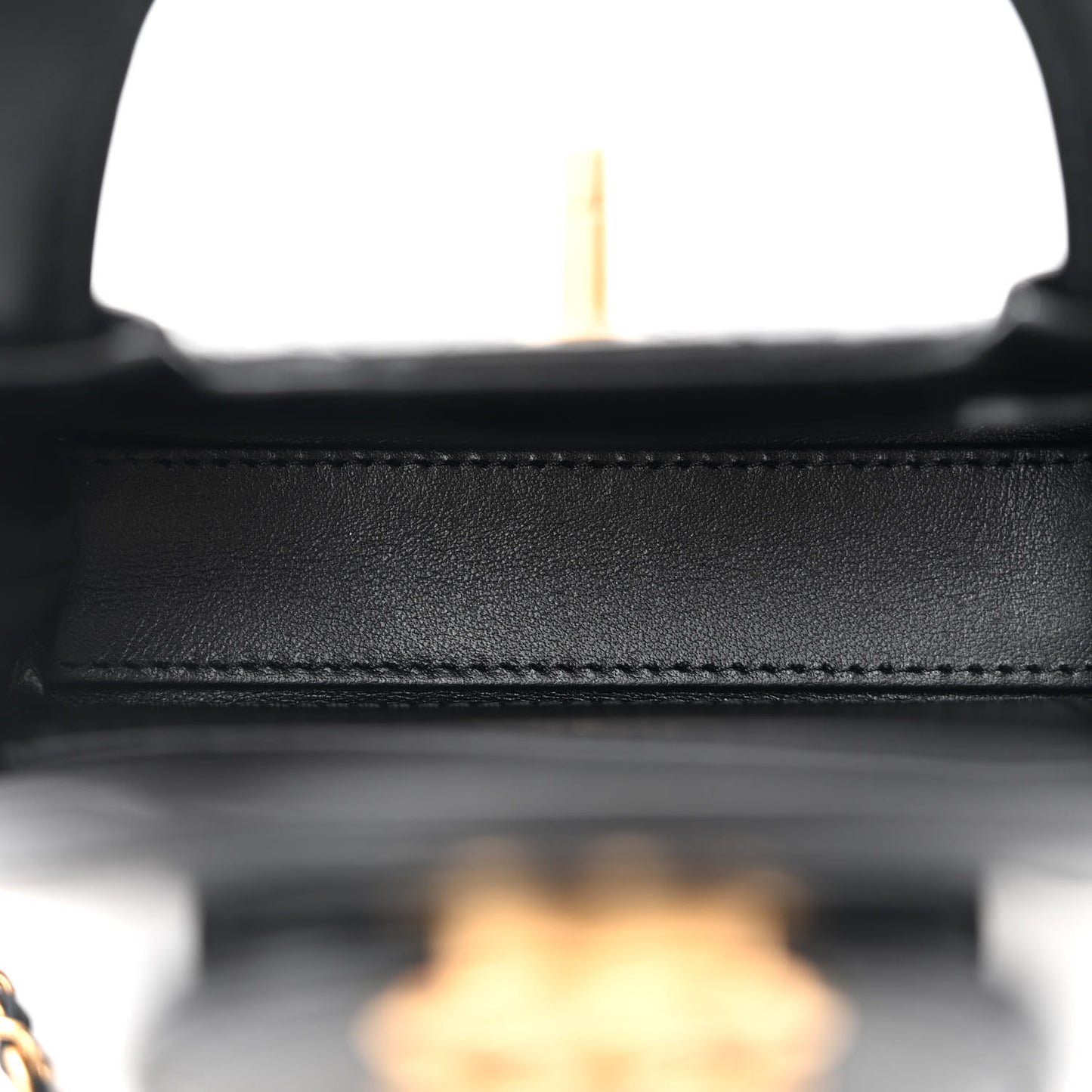 Shiny Aged Calfskin Quilted Mini Nano Kelly Shopper Black