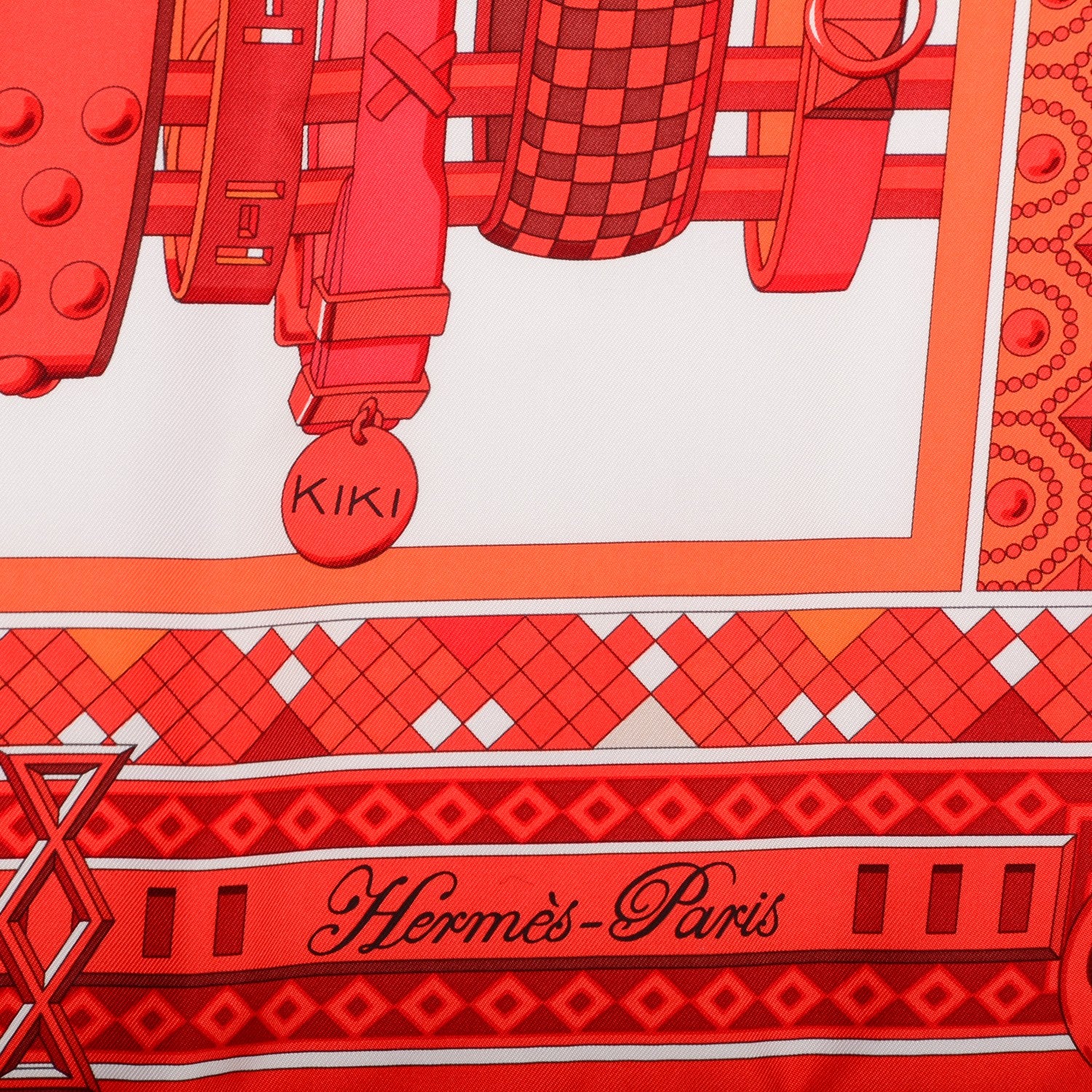 Hermes Silk Colliers de Chiens Scarf 90 Rouge Blanc Bordeaux 3 of 7