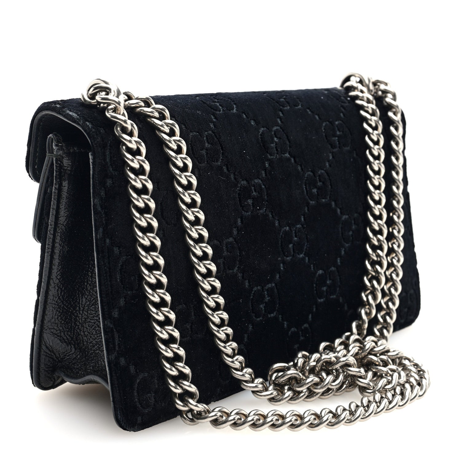 Gucci Velvet Skipper Crystal GG Monogram Small Dionysus Shoulder Bag Black Black Diamond 3 of 11