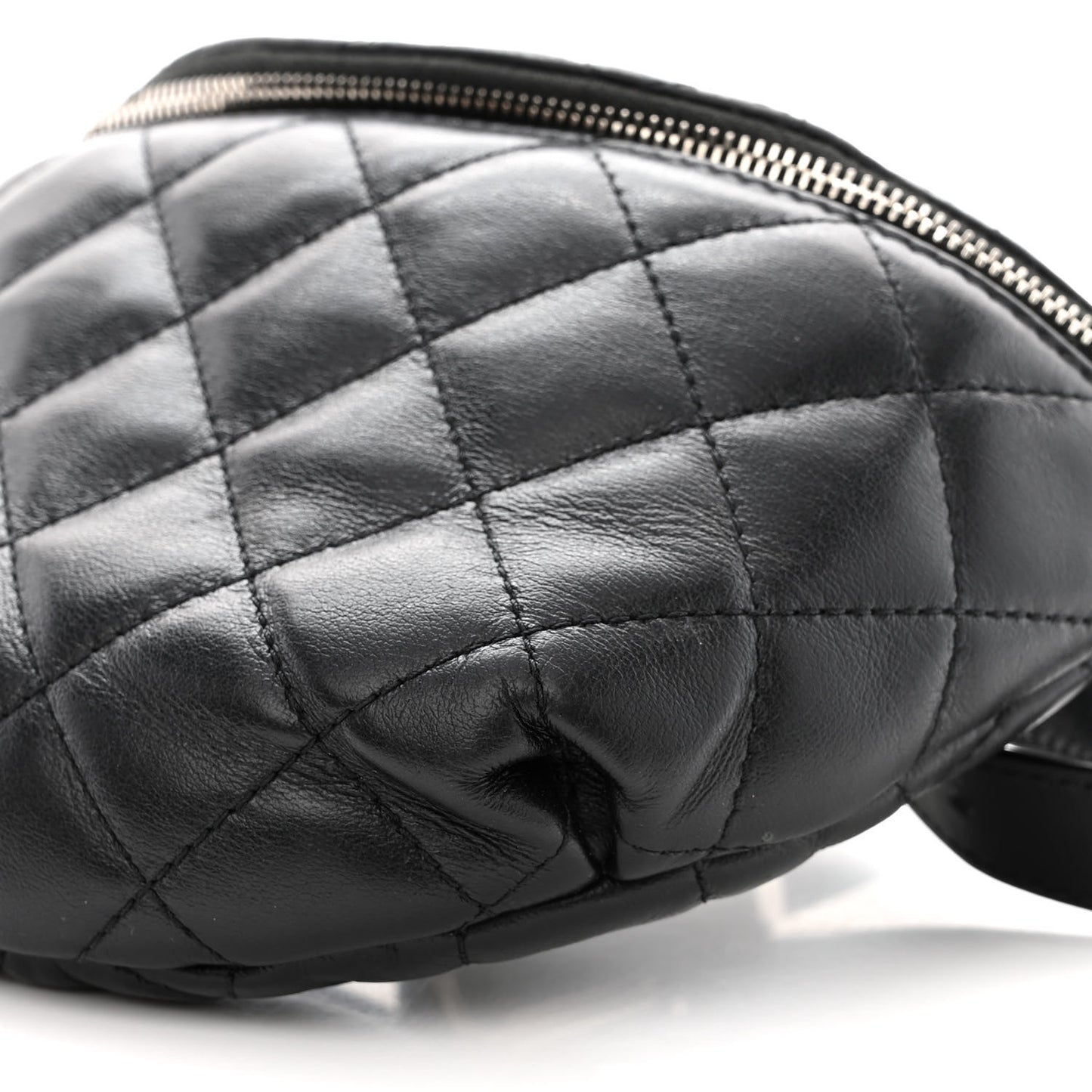 Lambskin Quilted Waist Belt Bag Black