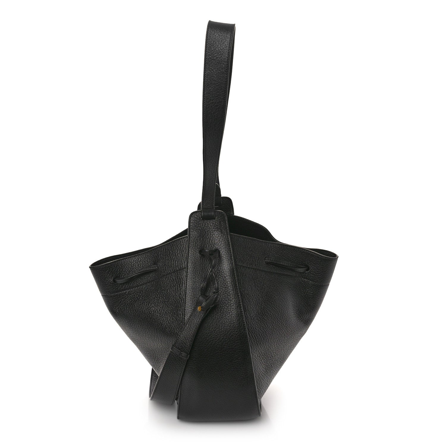 The Row Grained Calfskin Drawstring Bucket Bag Black 1 of 16