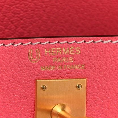 Hermes Chevre Mysore Horseshoe Kelly Sellier 25 Rose Lipstick Gris Pale 6 of 13