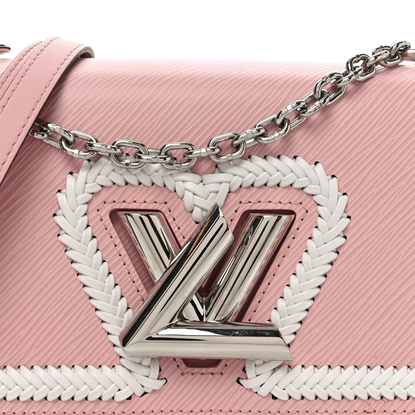 Epi Whipstitch Heart Twist Shoulder Bag MM Rose Ballerine
