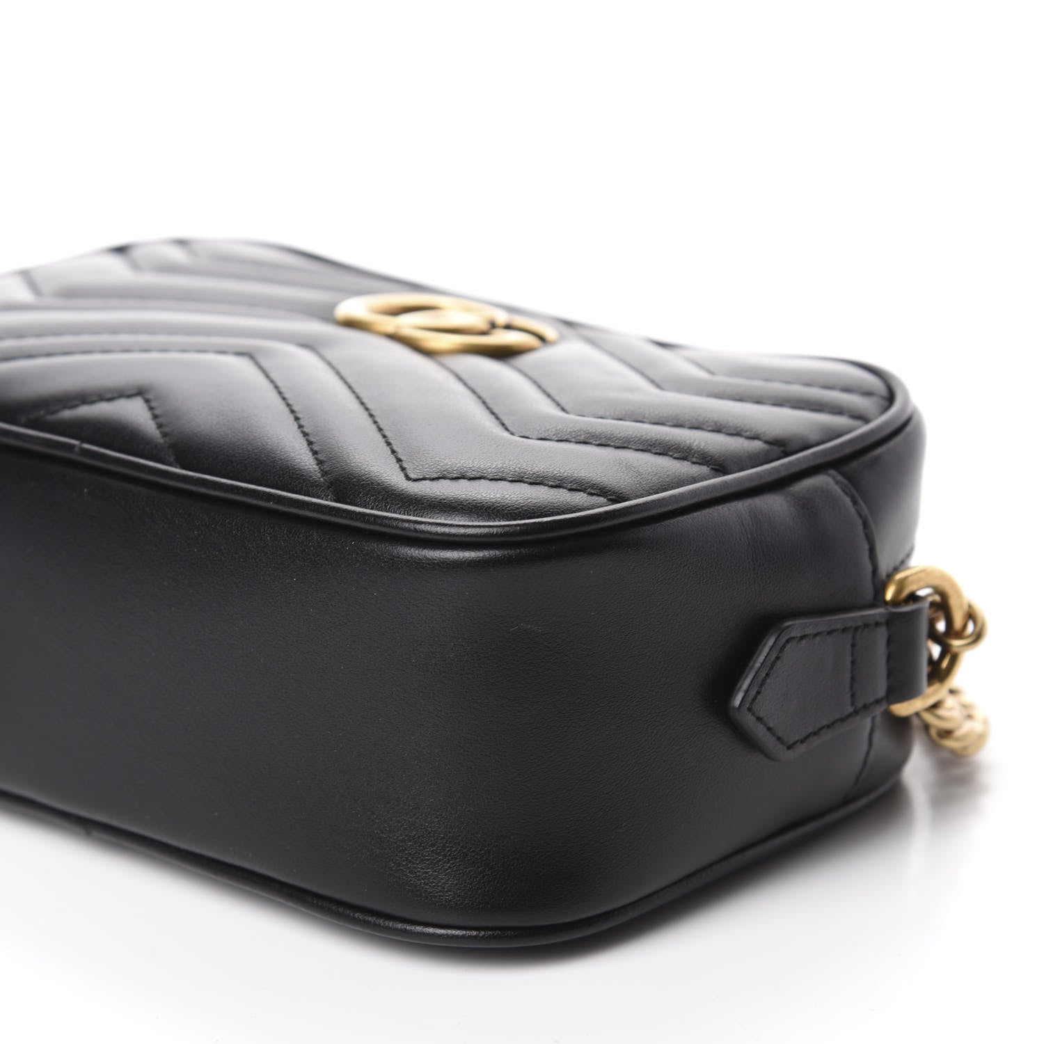 Gucci Calfskin Matelasse Mini GG Marmont Chain Shoulder Bag Black 7 of 10