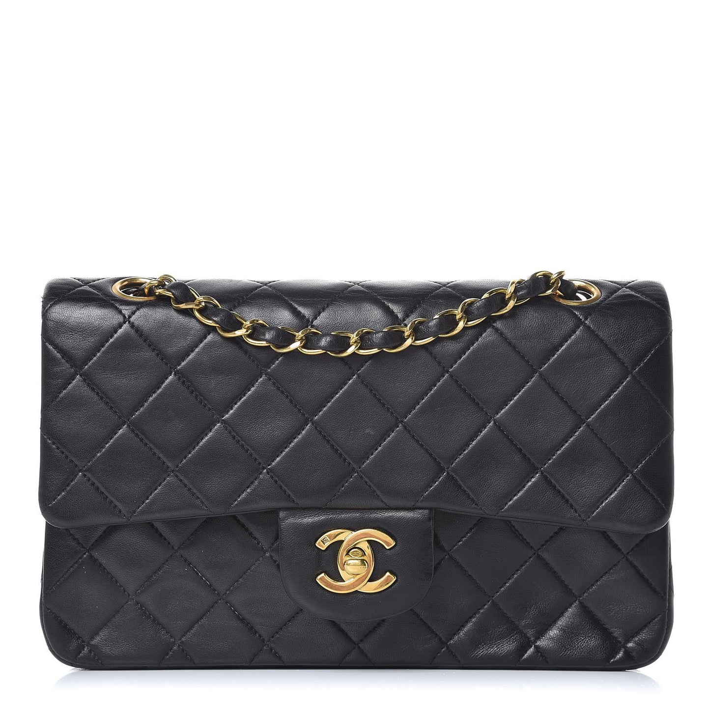 Lambskin Quilted Small Double Flap Black