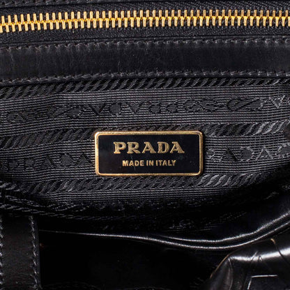 Prada Leather Logo Bowling Bag Black 8 of 10