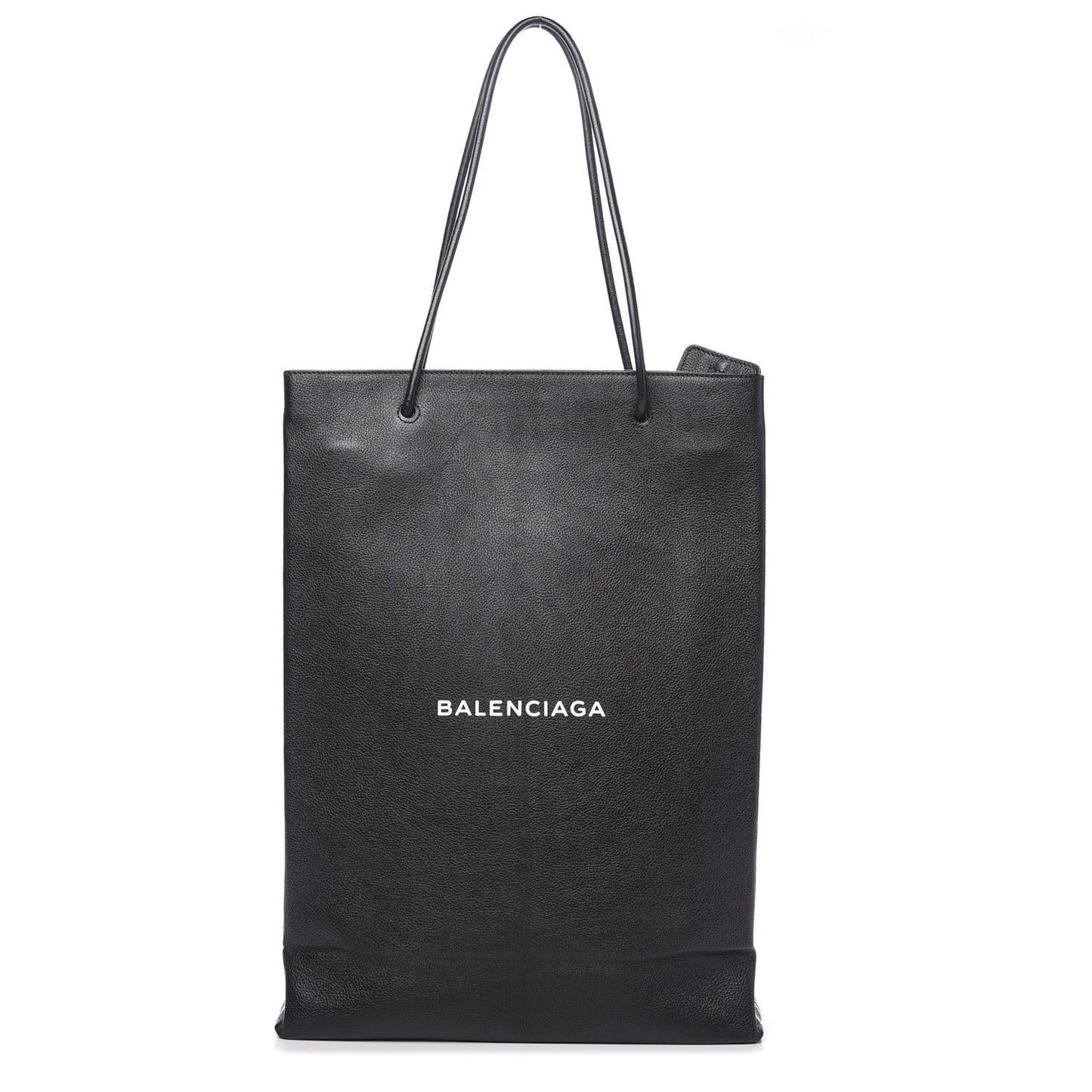 Calfskin Medium Logo North South Shopping Tote Black