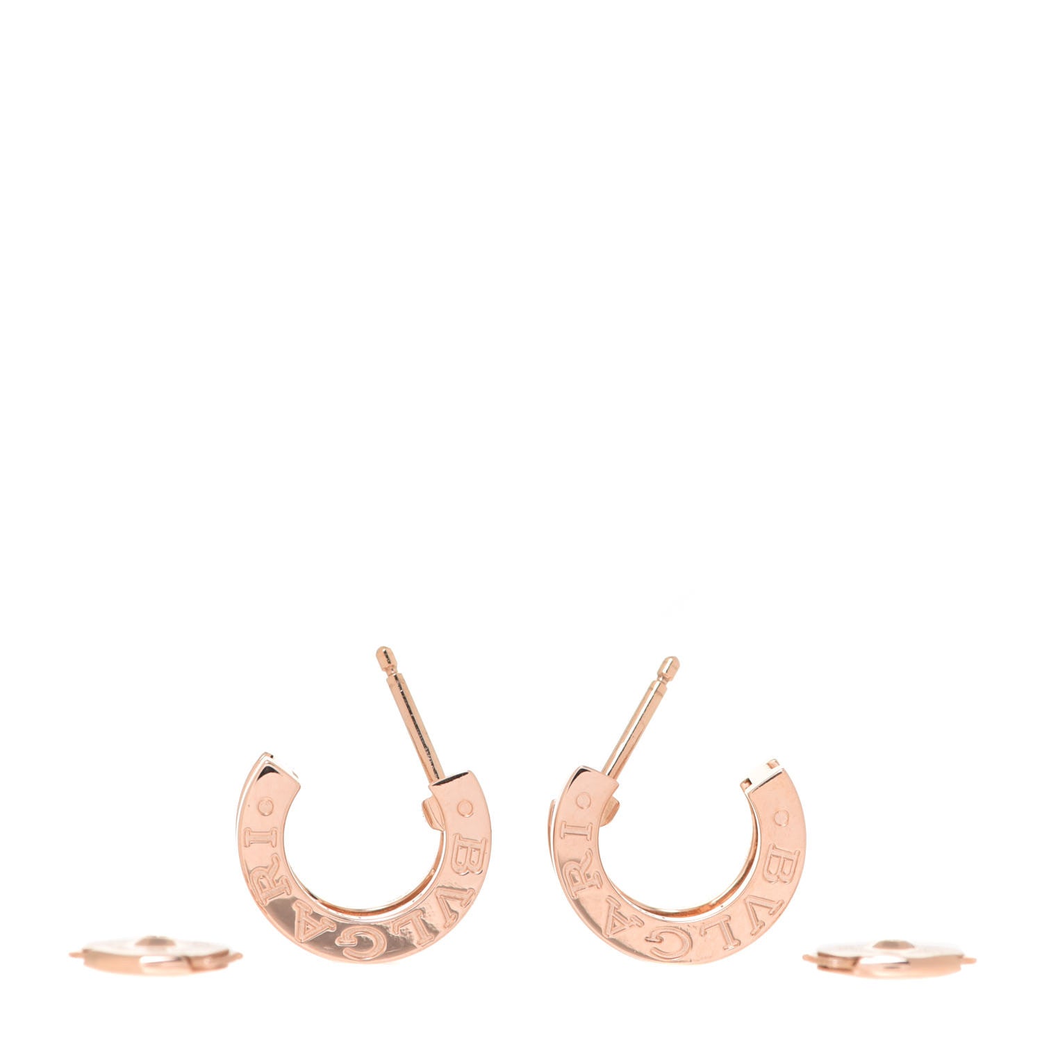 Bulgari 18K Rose Gold Diamond B.Zero1 Legend Hoop Earrings 3 of 6