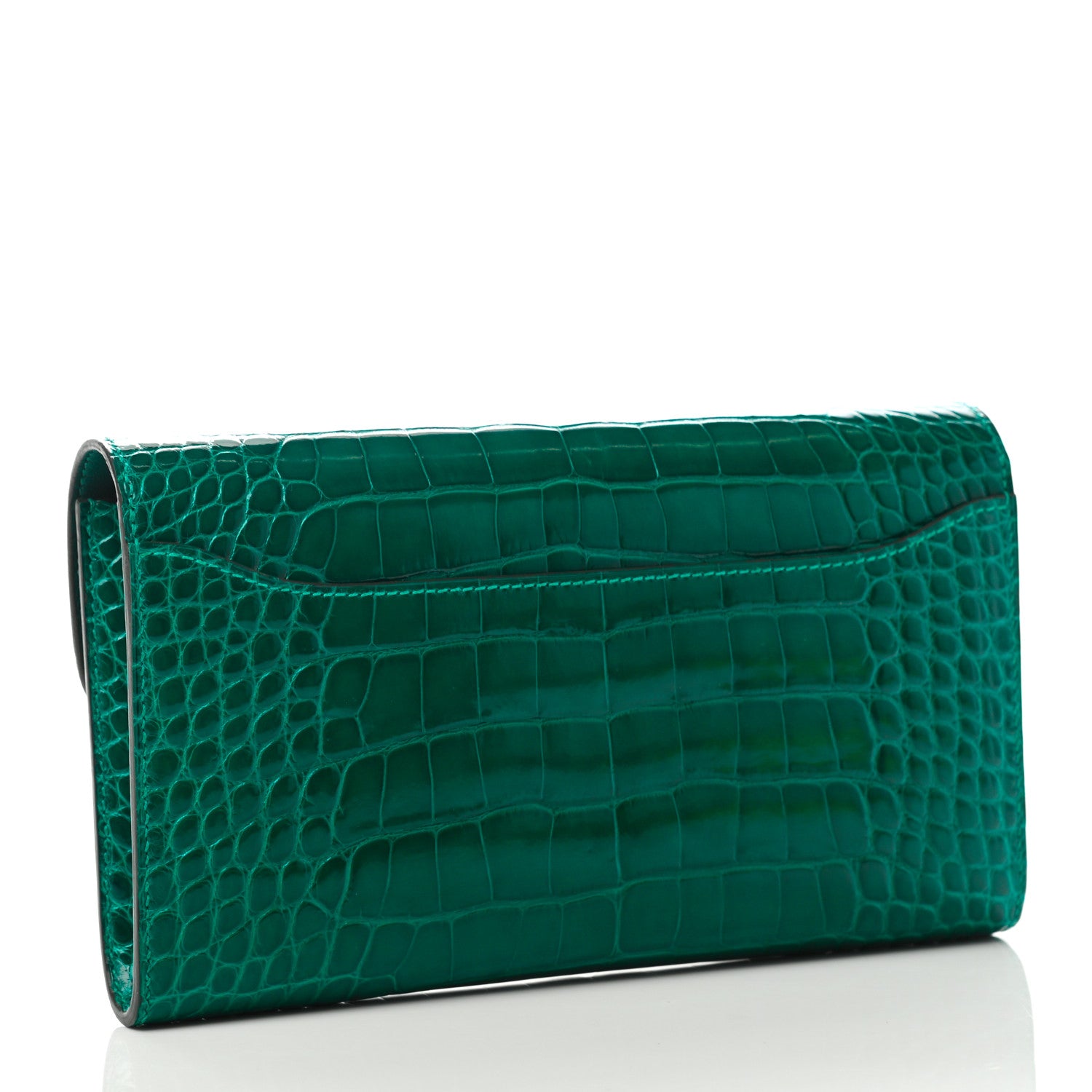 Hermes Shiny Alligator Constance Long Wallet Vert Emeraude 3 of 6