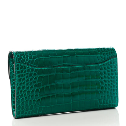 Hermes Shiny Alligator Constance Long Wallet Vert Emeraude 3 of 6