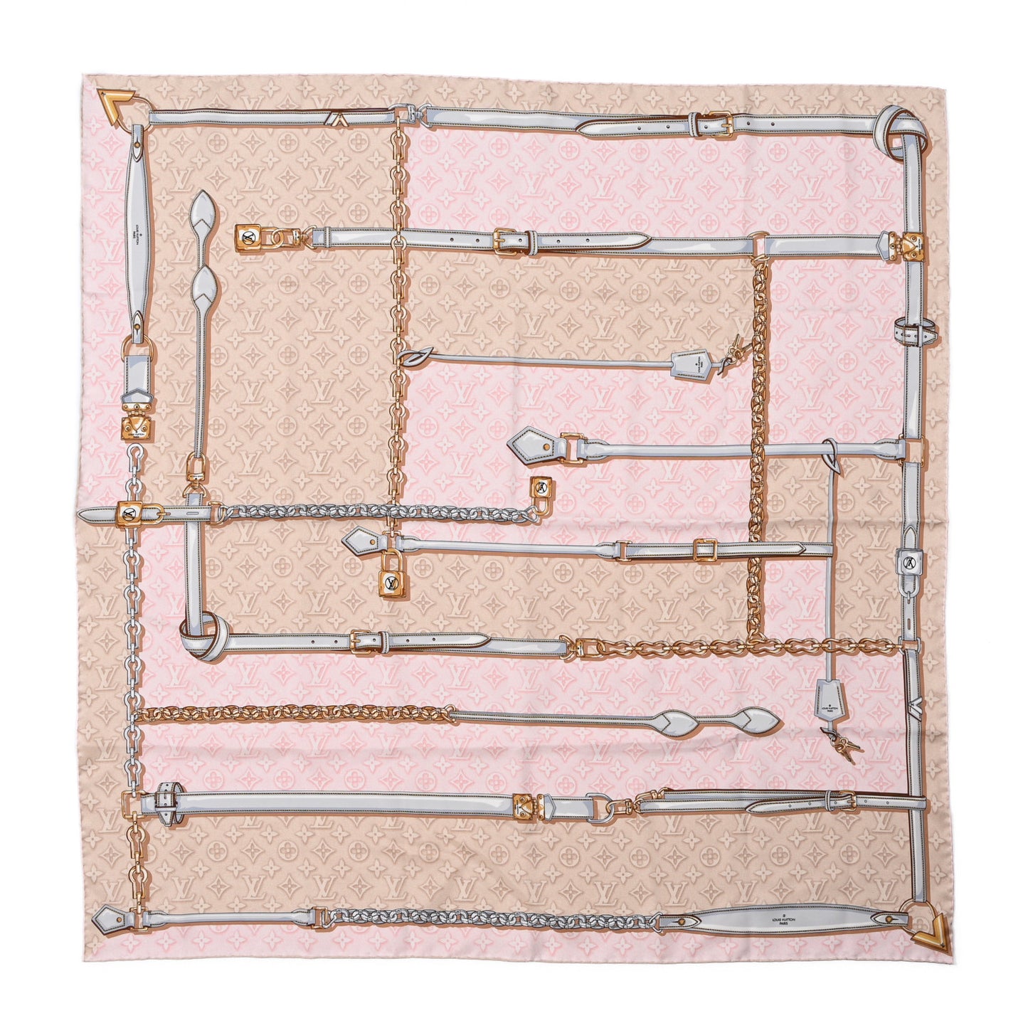 Silk Monogram Denimgram Confidential Square 90 Scarf Light Pink