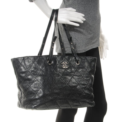 Chanel Glazed Calfskin Large On The Road Tote Black 2 of 8