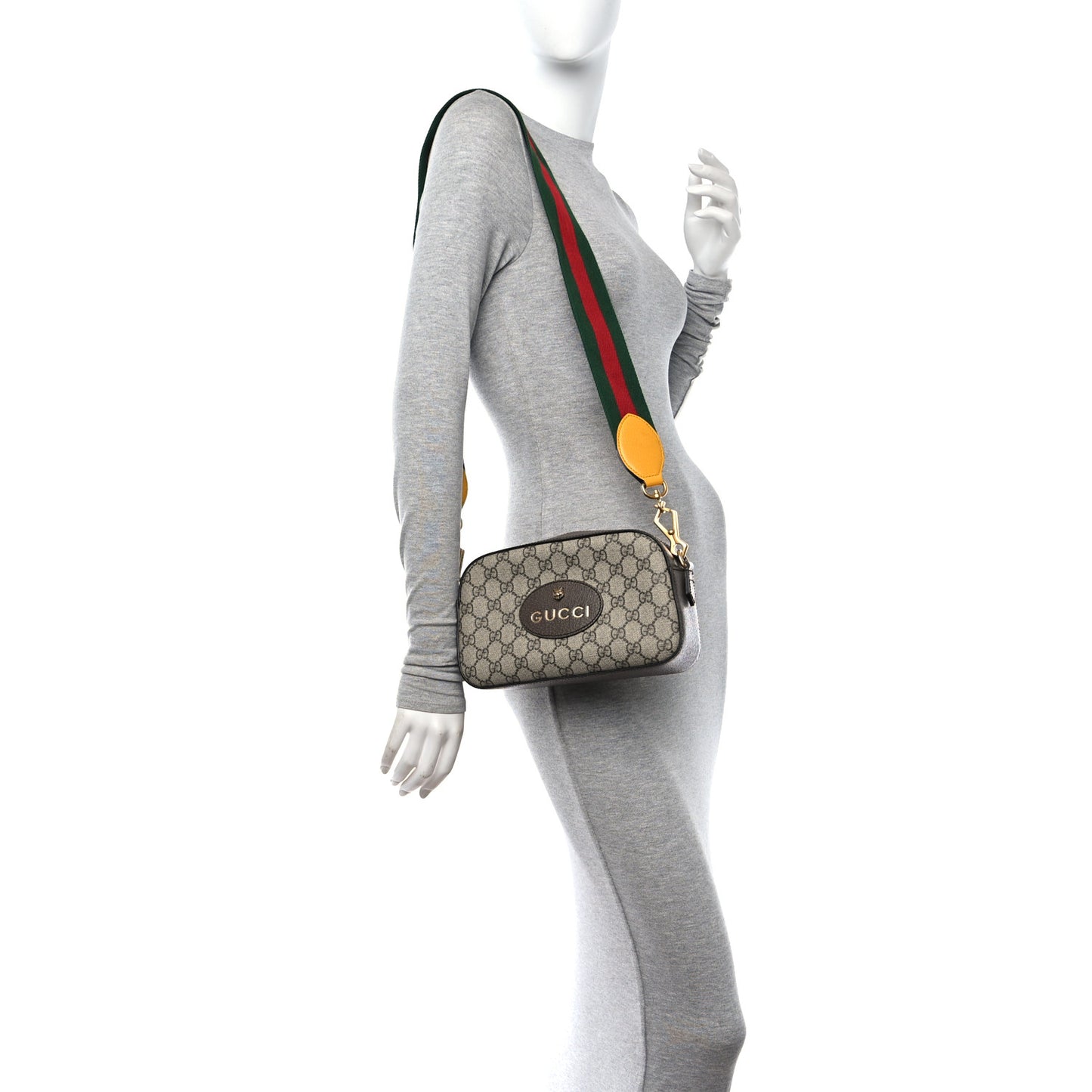 GG Supreme Monogram Web Neo Vintage Shoulder Bag Beige New Acero Crop