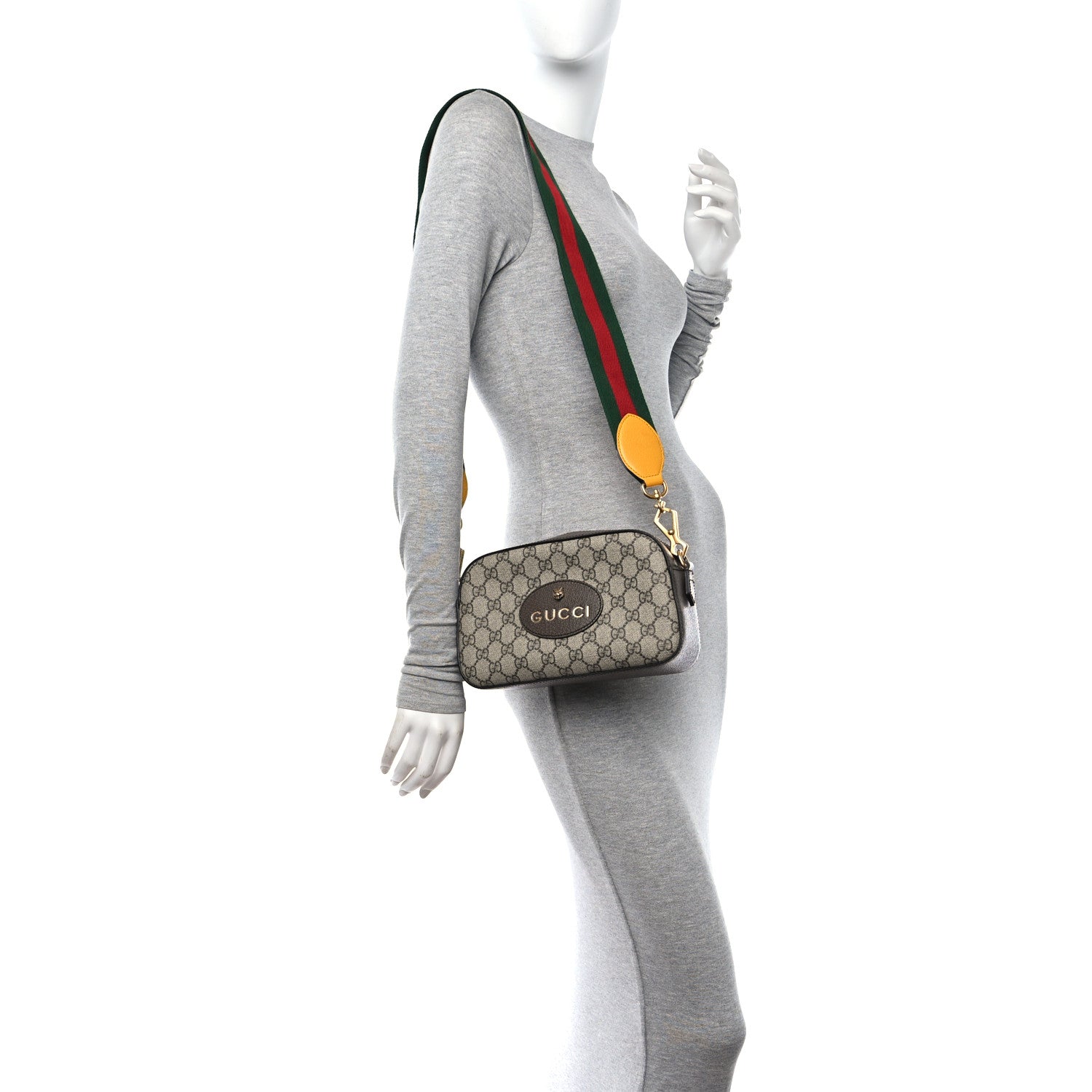 Gucci GG Supreme Monogram Web Neo Vintage Shoulder Bag Beige New Acero Crop 2 of 12