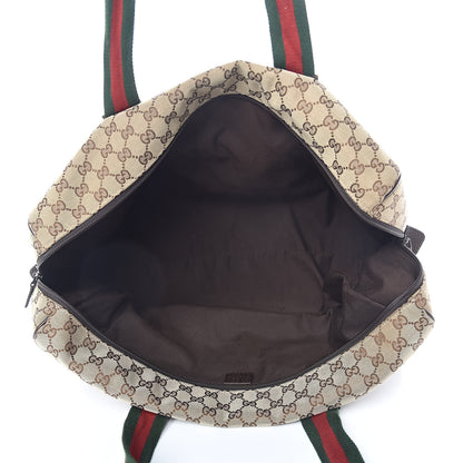 Gucci GG Monogram Web Large Collapsible Carry On Duffle Beige Brown 4 of 13