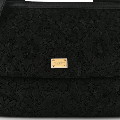 Dolce & Gabbana Calfskin Lace Miss Sicily Satchel Black 7 of 10