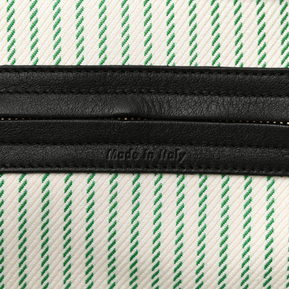 Celine Cotton Canvas Striped Medium Phantom Luggage White Green 7 of 12