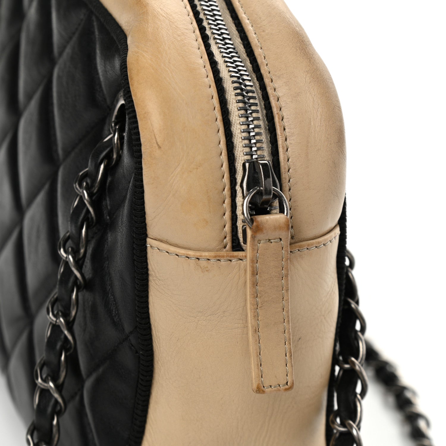 Chanel Calfskin Quilted Small Ballerine Camera Case Black Beige 11 of 14