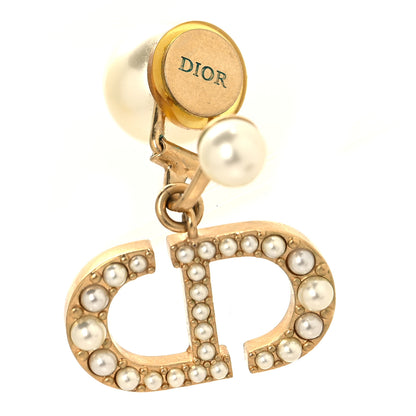 Christian Dior Pearl Tribal CD Clip On Drop Earrings Gold 4 of 5