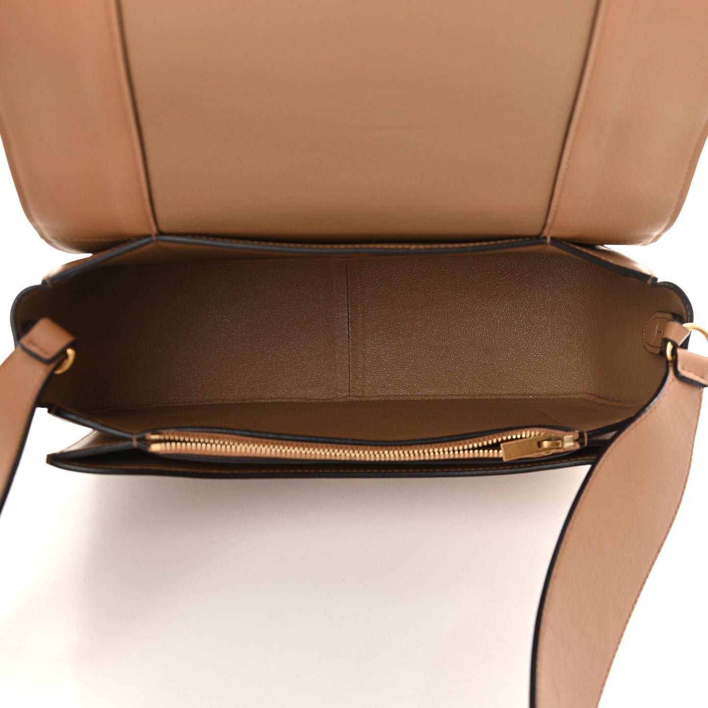 Shiny Smooth Calfskin Medium Frame Shoulder Bag Tan Optic White