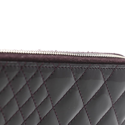 Chanel Patent Double Quilted Zip Around Wallet Burgundy 9 of 9