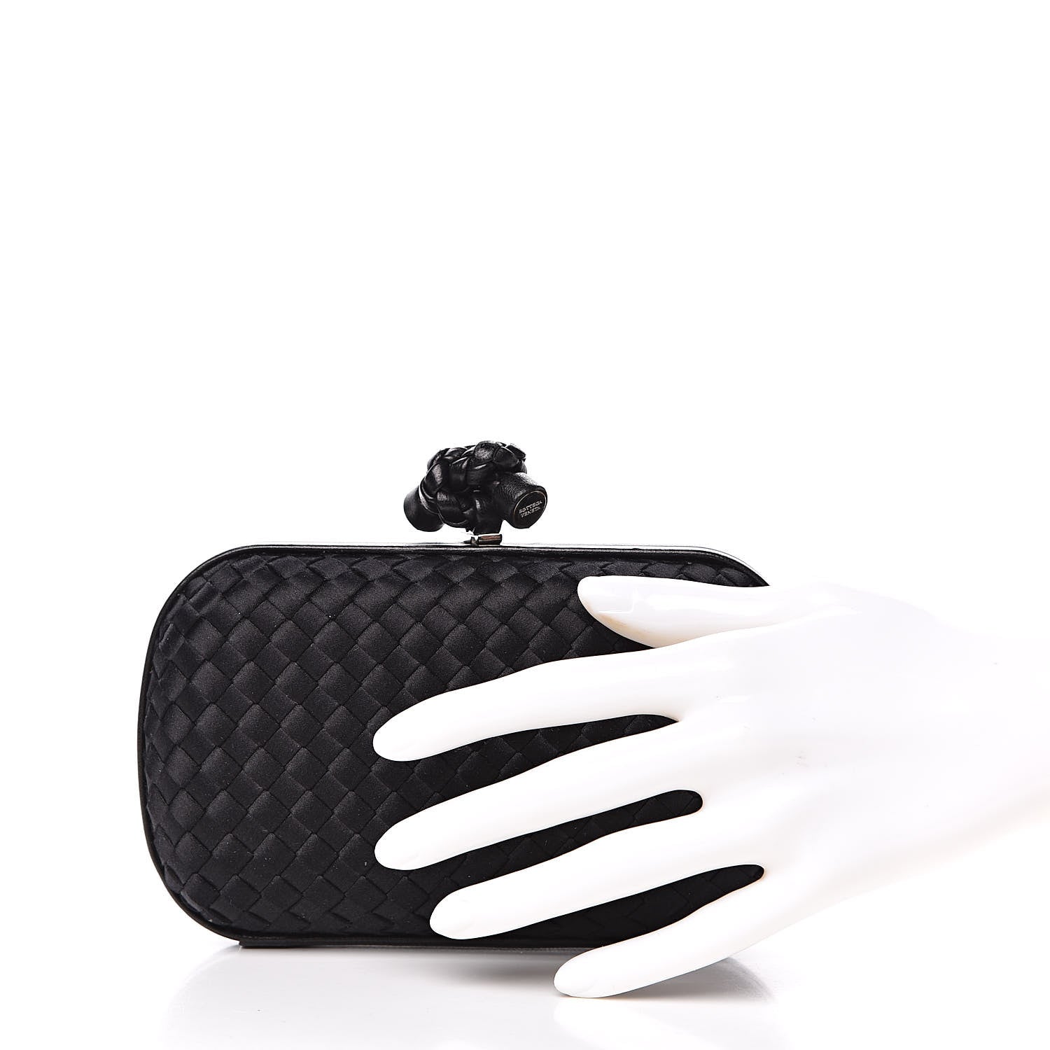 Bottega Veneta Satin Intreccio Impero Knot Clutch Black 2 of 11