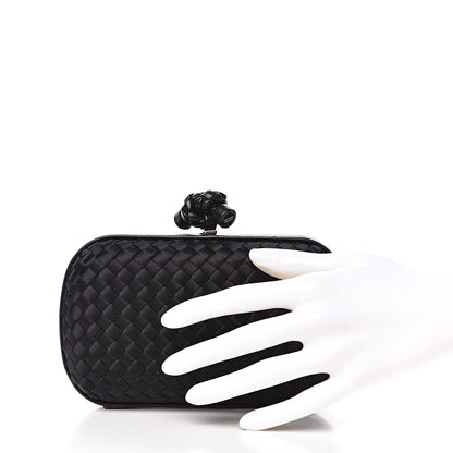 Bottega Veneta Satin Intreccio Impero Knot Clutch Black 2 of 11