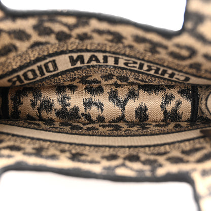 Christian Dior Canvas Mizza Embroidered Mini Leopard Book Tote Beige 5 of 11