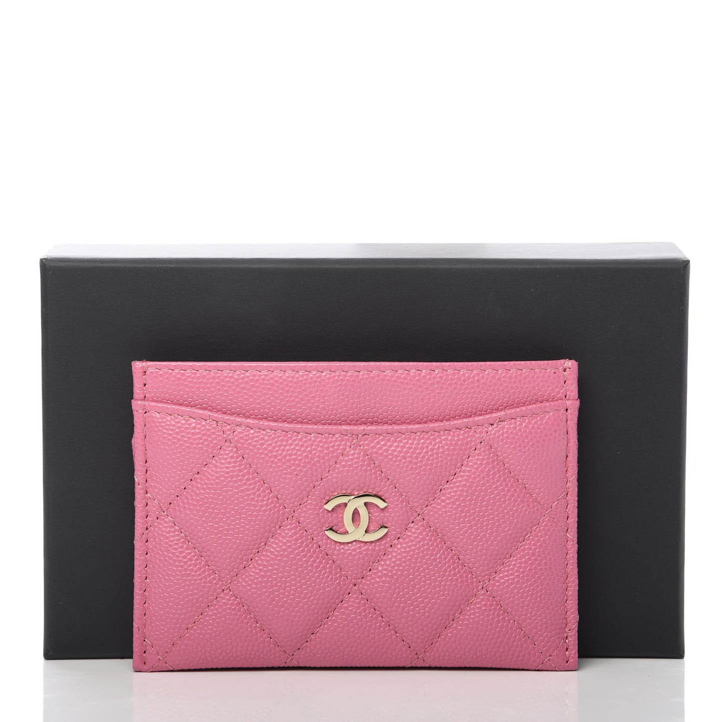 Caviar Quilted Card Holder Pink