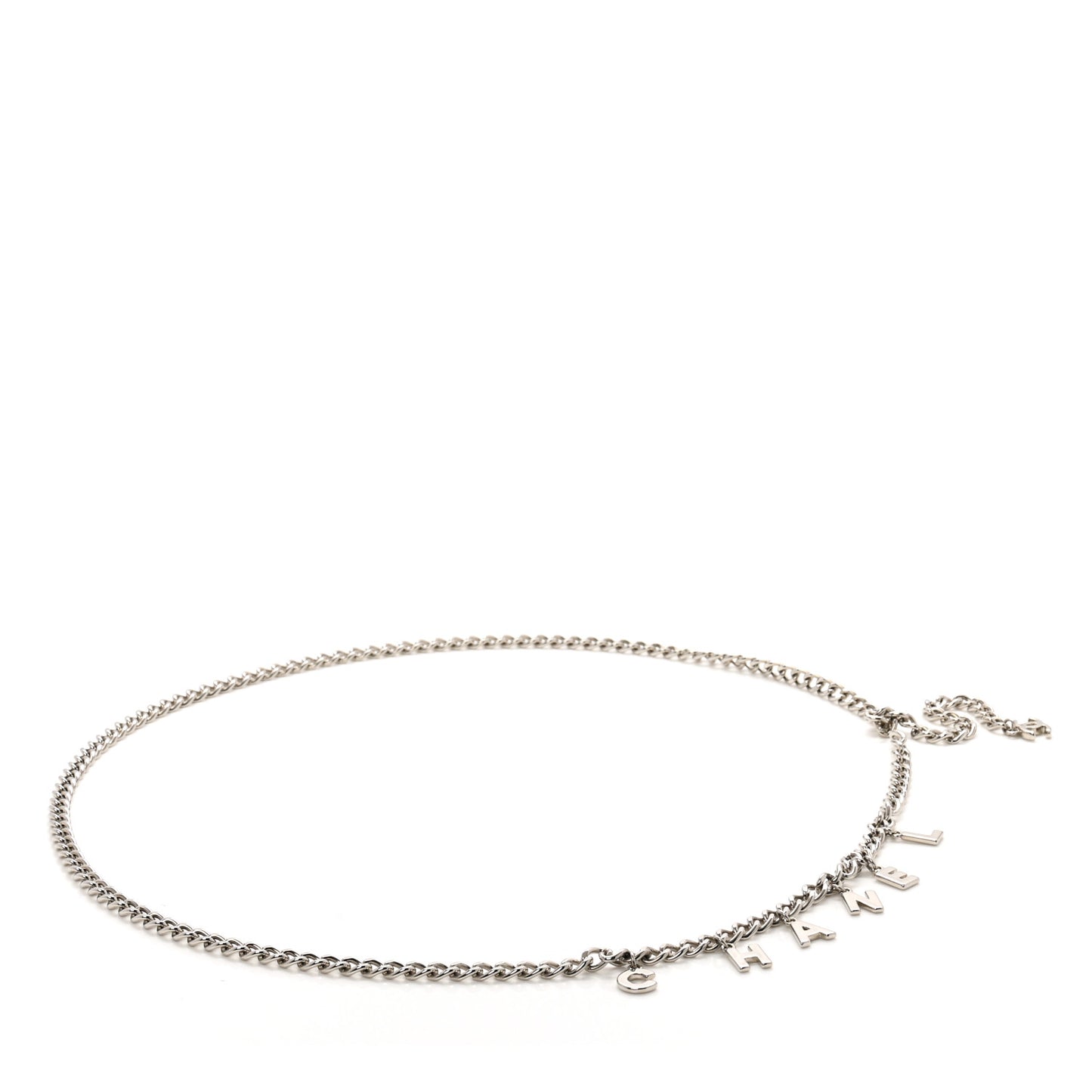 Metal CC Chain Logo Belt Silver
