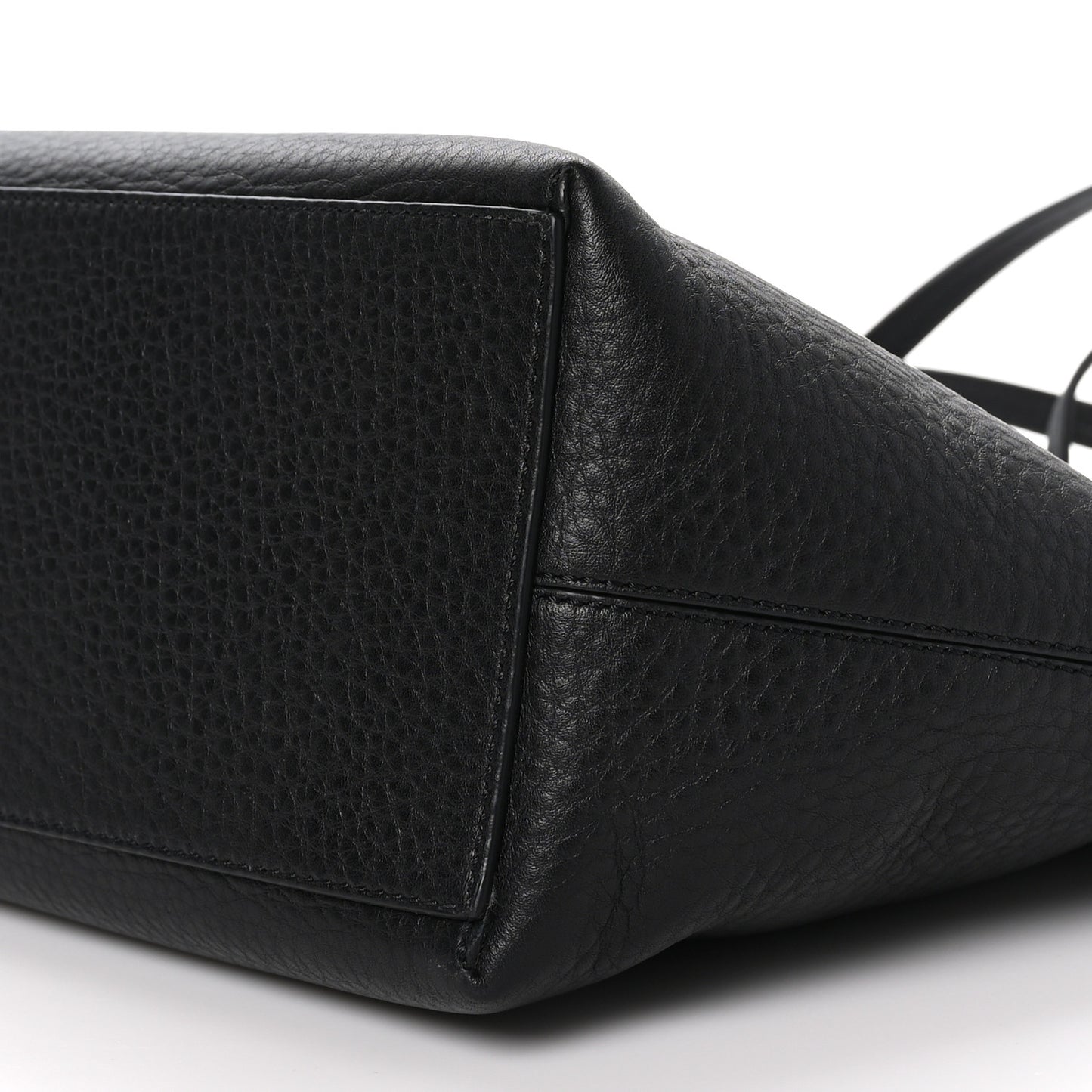 Grained Calfskin Rockstud Shoulder Tote Black