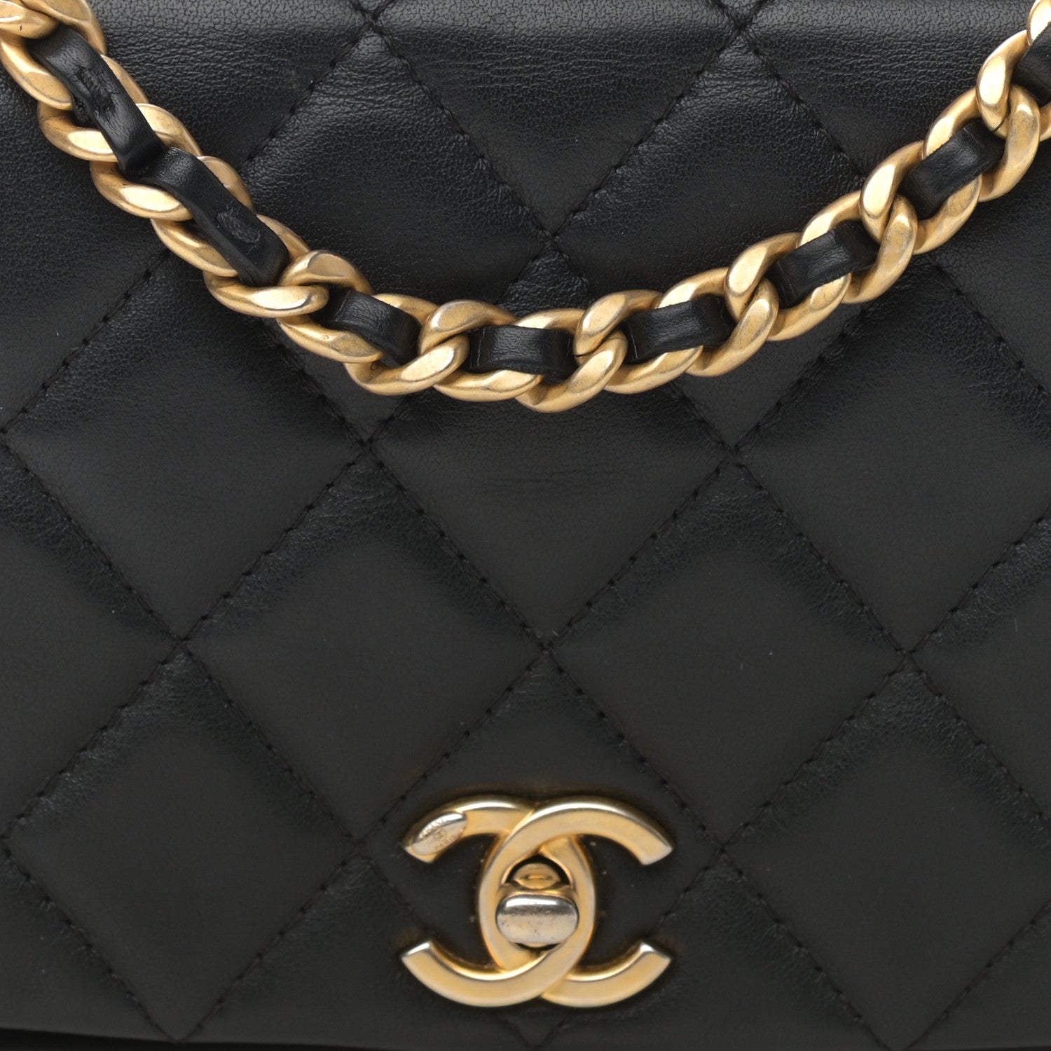 Chanel Calfskin Quilted Coco Mail Clutch With Chain Black 9 of 11