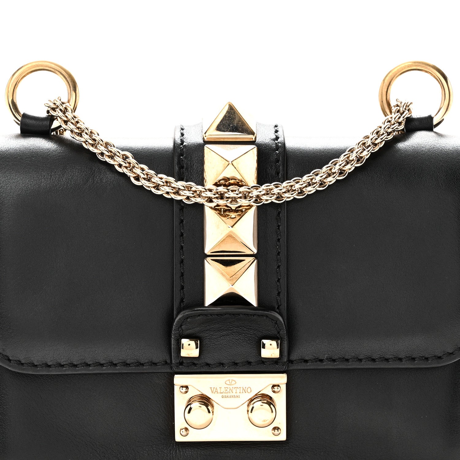 Valentino Garavani Vitello Mini Glam Lock Rockstud Flap Black 7 of 9
