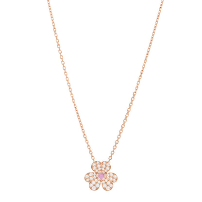 Van Cleef & Arpels 18K Rose Gold Diamond Pink Sapphire Small Frivole Pendant Necklace 1 of 6
