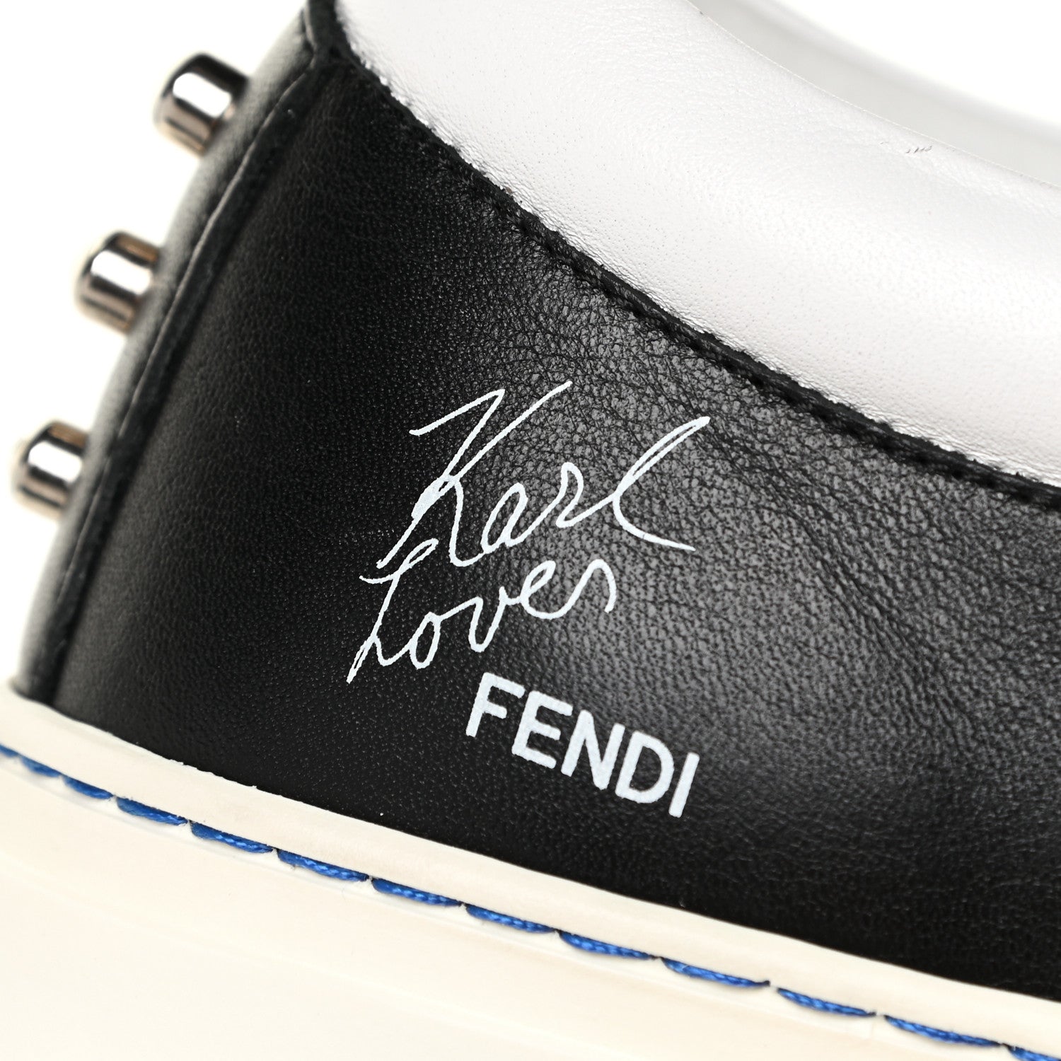 Fendi Calfskin Studded Karlito Slip On Sneaker 40 Black 12 of 15