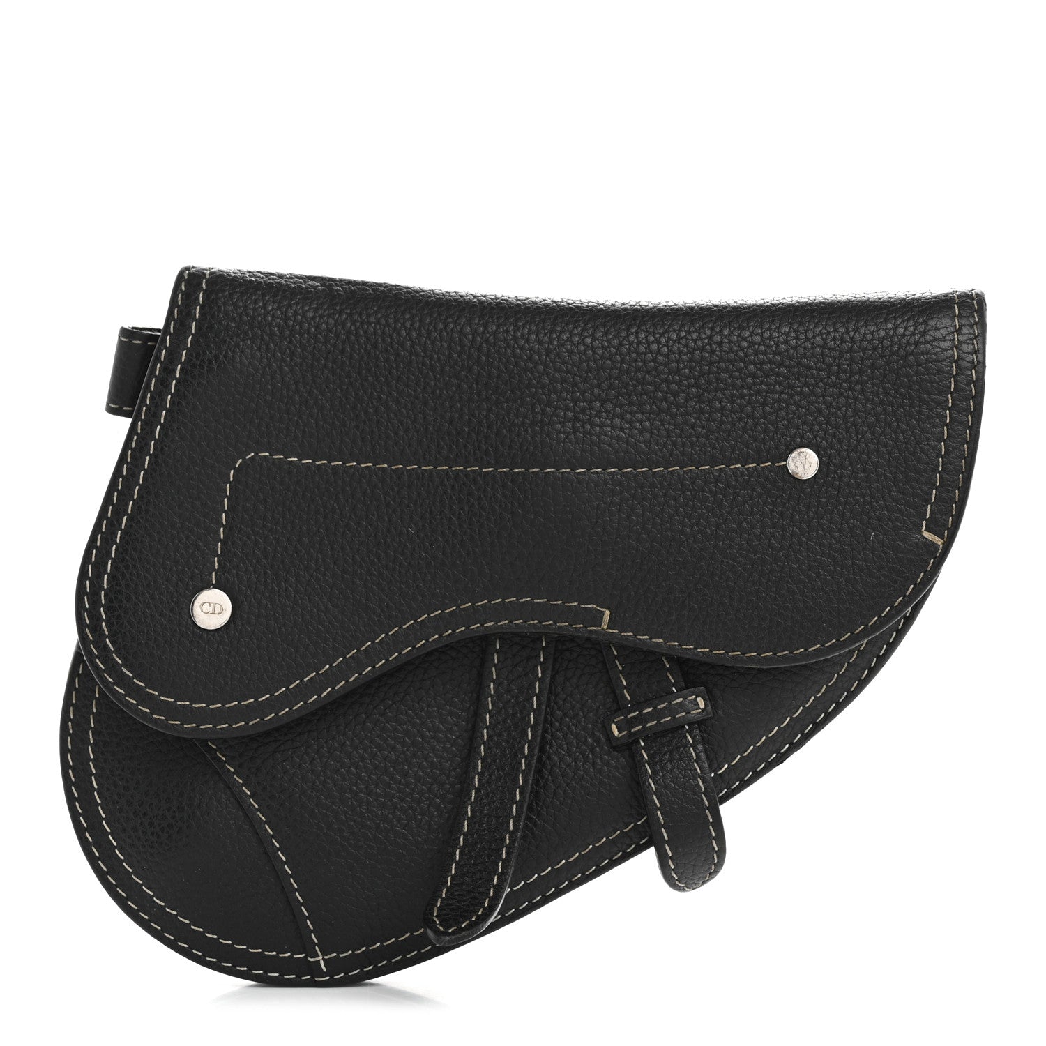 Christian Dior X KAWS Grained Calfskin Saddle Wristlet Black 1 of 13