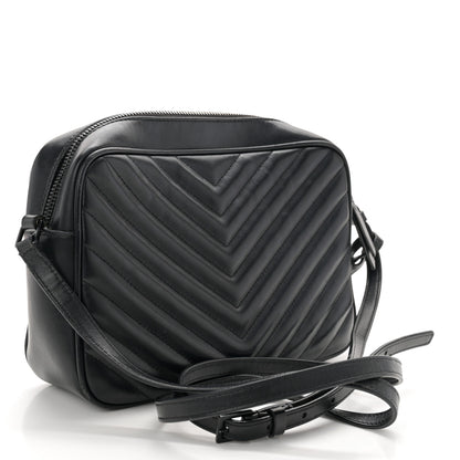 Saint Laurent Calfskin Matelasse Monogram Monochrome Lou Camera Bag Black 3 of 12