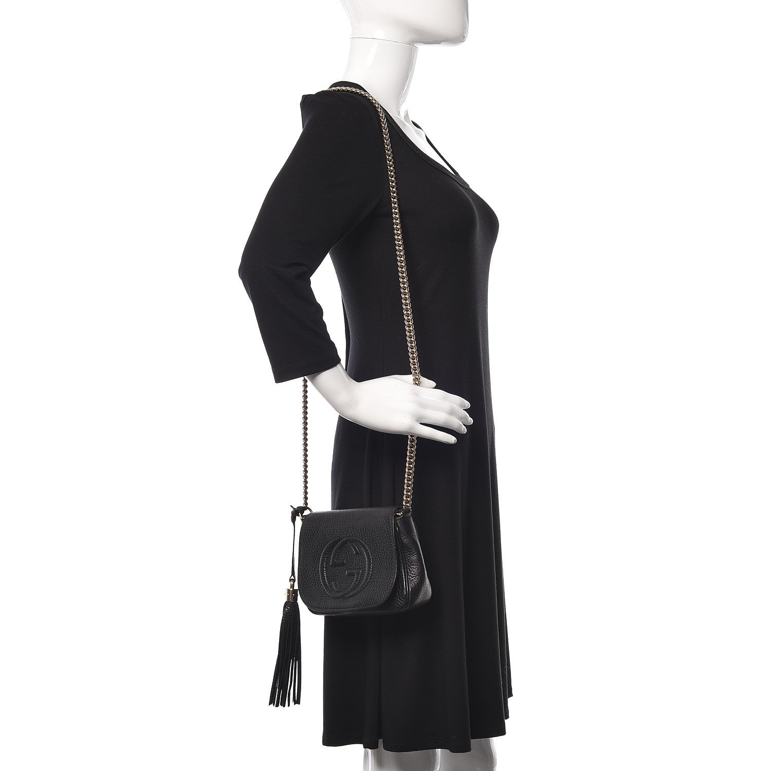 Gucci Pebbled Calfskin Small Soho Flap Crossbody Black 2 of 10