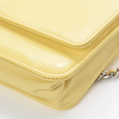 Chanel Patent CC Compact Wallet on Chain WOC Yellow 13 of 16