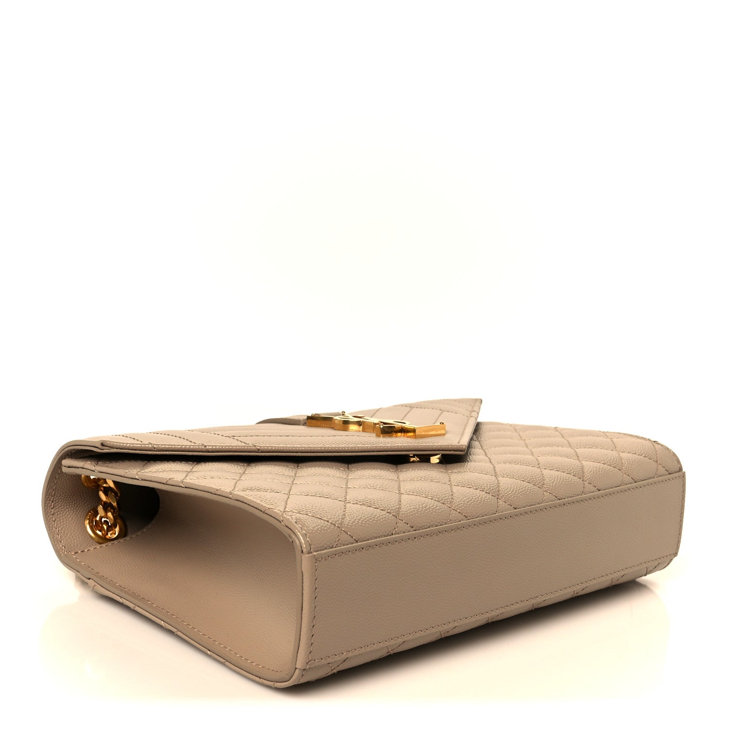 Saint Laurent Grain De Poudre Textured Mixed Matelasse Medium Triquilt Monogram Satchel Dark Latte 4 of 12