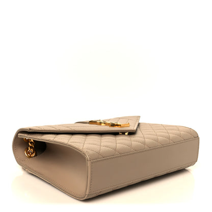 Saint Laurent Grain De Poudre Textured Mixed Matelasse Medium Triquilt Monogram Satchel Dark Latte 4 of 12