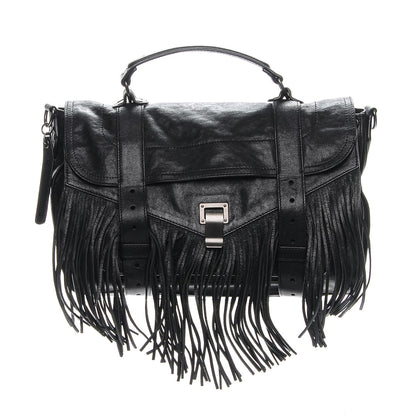 Proenza Schouler Lambskin Fringe Medium PS1 Satchel Black 1 of 7