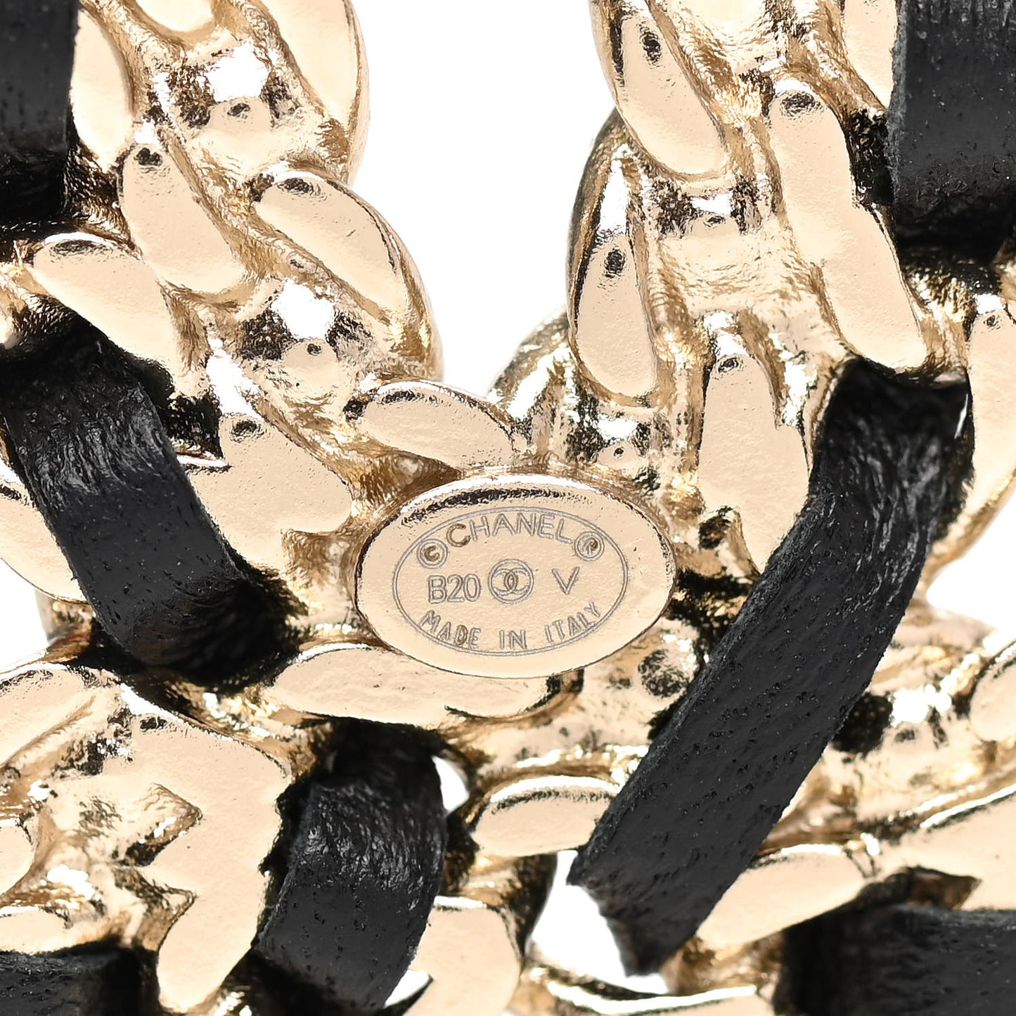 Lambskin Crystal Vintage Allure CC Chain Brooch Black Gold