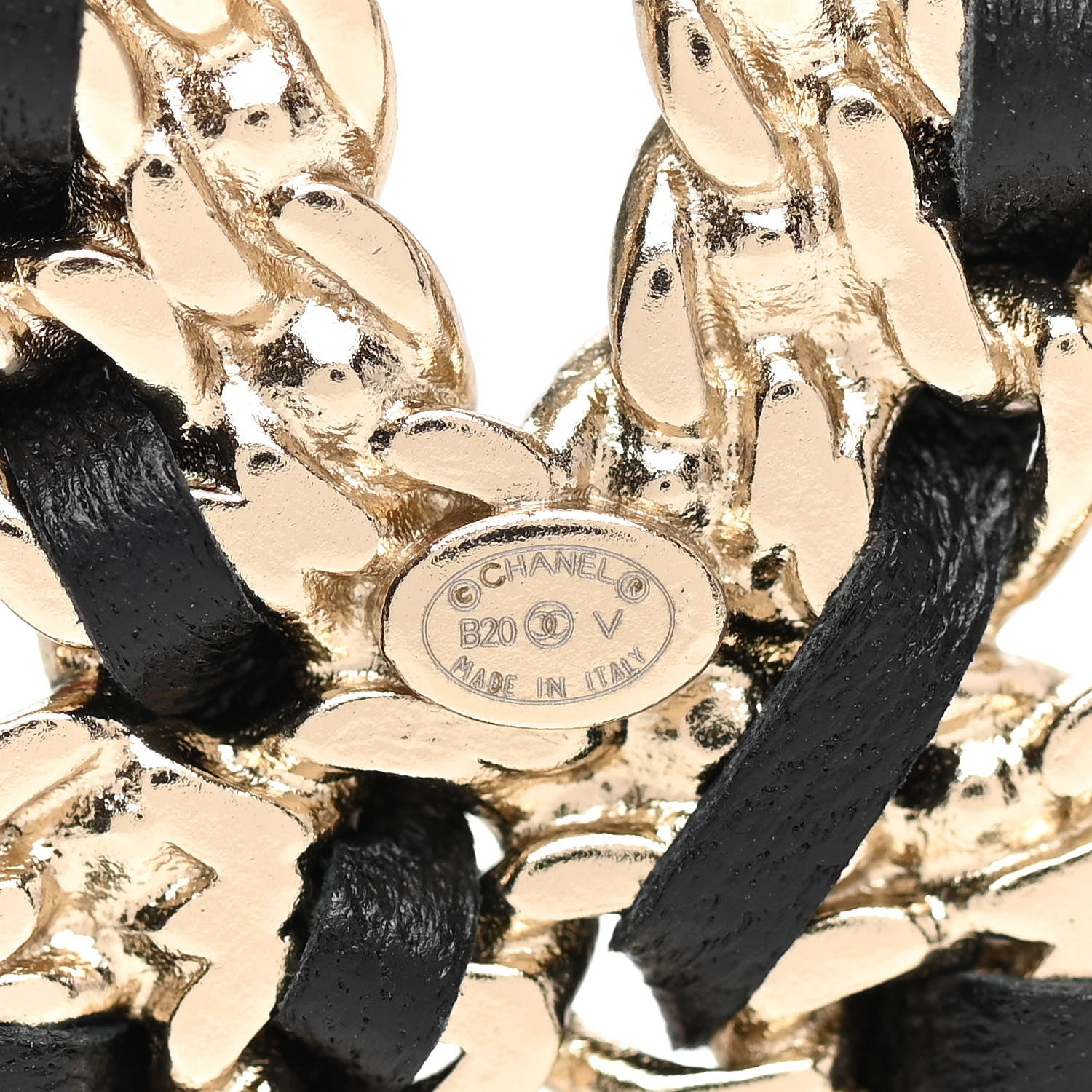 Chanel Lambskin Crystal Vintage Allure CC Chain Brooch Black Gold 4 of 5