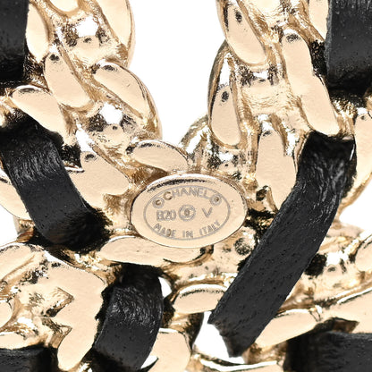 Chanel Lambskin Crystal Vintage Allure CC Chain Brooch Black Gold 4 of 5