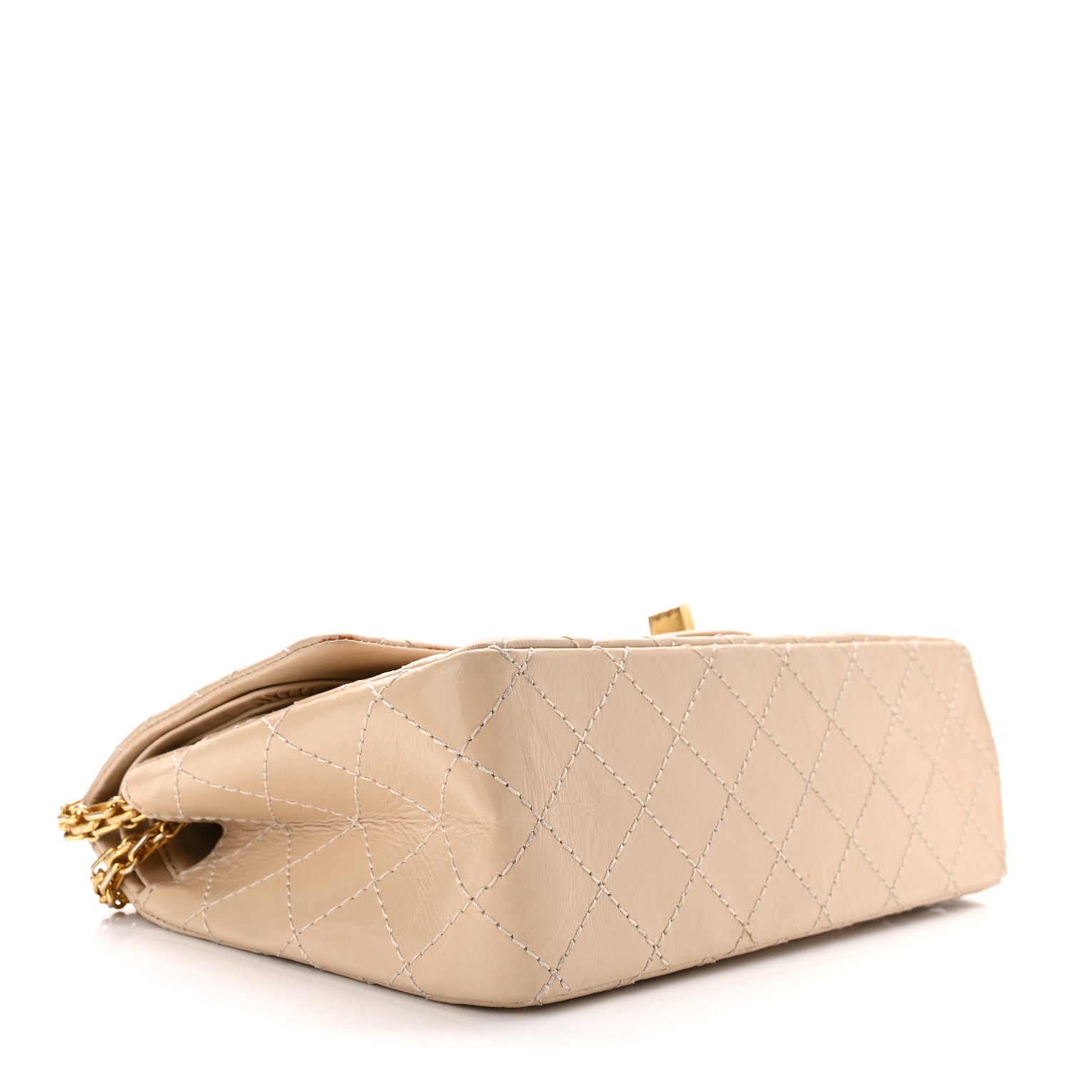 Chanel Patent Distressed Calfskin Quilted 2.55 Reissue 225 Flap Beige 4 of 12