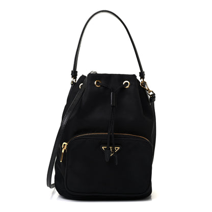 Prada Saffiano Tessuto Nylon Mini Bucket Crossbody Bag Black 1 of 4