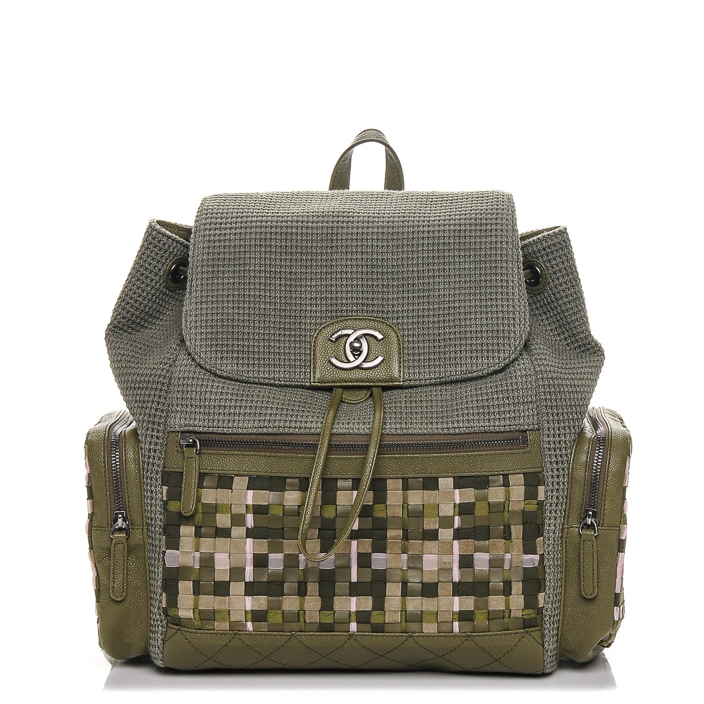 Tweed Canvas Cuba Pocket Backpack Khaki