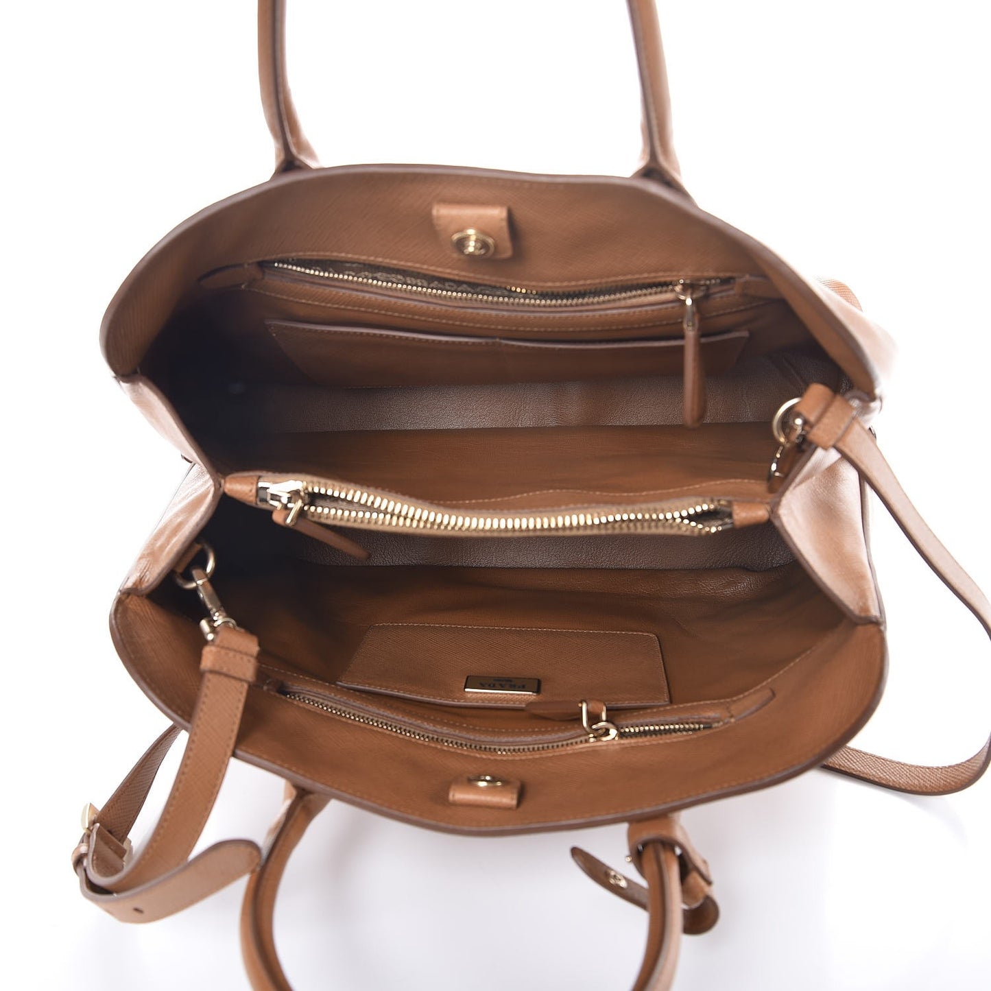 Saffiano Cuir Open Promenade Tote Caramel