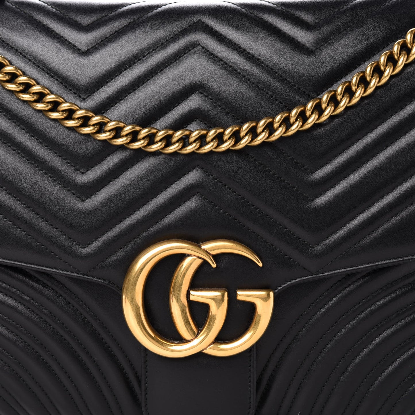 Calfskin Matelasse Large GG Marmont Shoulder Bag Black